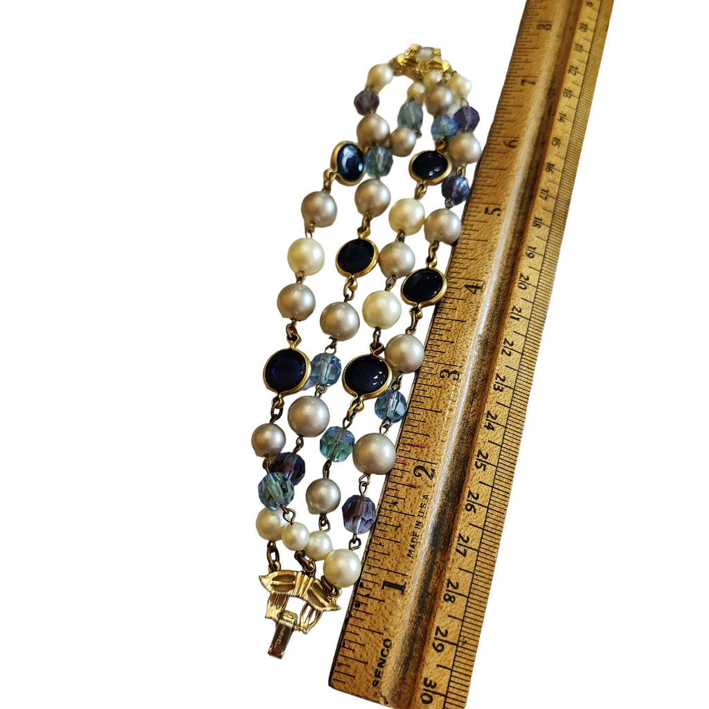 Vintage Signed Marvella Glass & Crystal Bracelet (A2255)