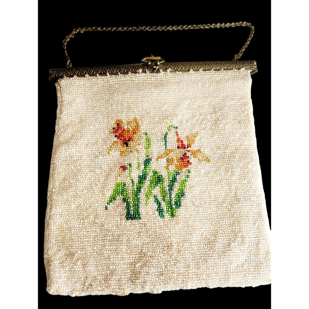 Antique Beaded Flower Bag (A4182)