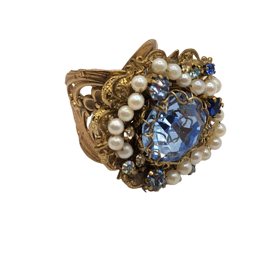 Vintage Signed Holman Blingy Glass Ring (A528)