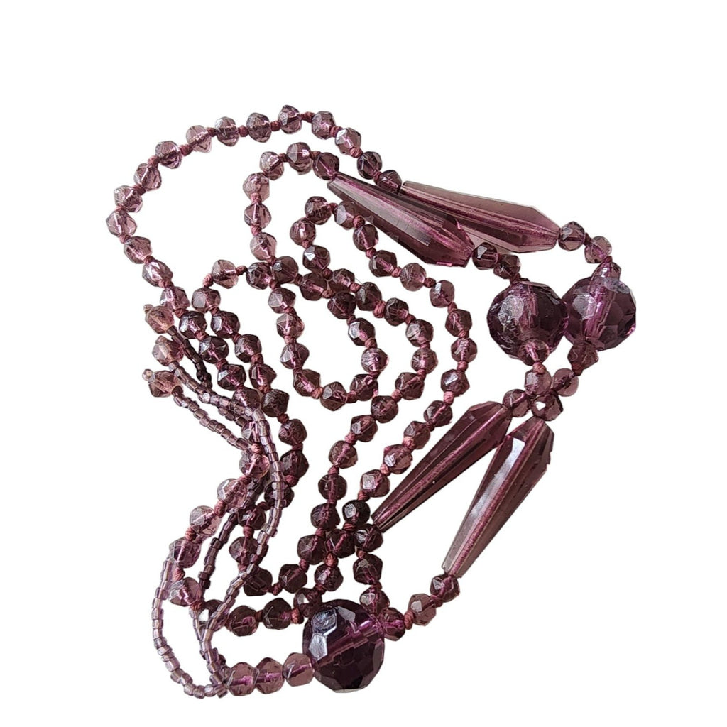 Antique Art Deco Sautoir Crystal Necklace Hand Knotted (A4160)