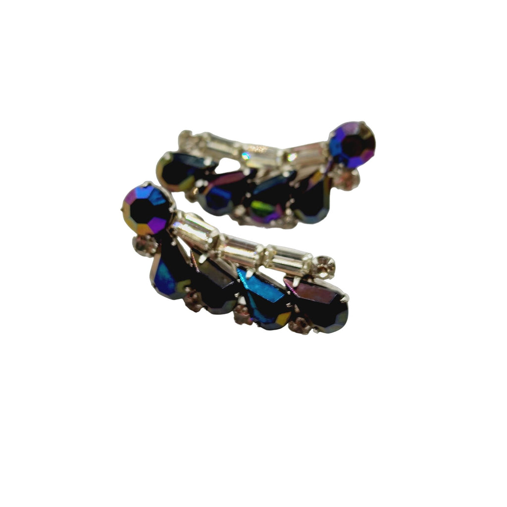 Vintage AB Rhinestone Ear Climber Earrings (A509)