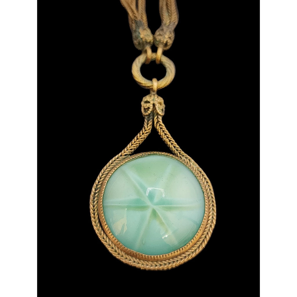 Antique Star Glass Pendant Necklace (A3960)