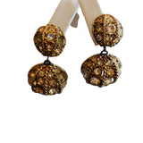 Vintage Heavy Well-made Unsigned Double Domed Dangle Earrings (A2016)