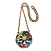 Vintage Unsigned Unique Rhinestone Raised Colorful Pendant Necklace (A4023)