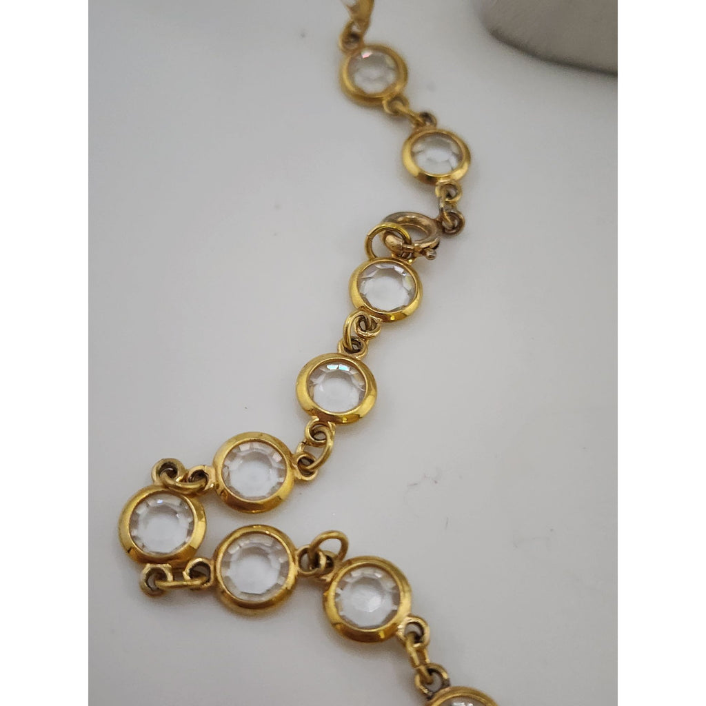 Vintage Bezel Set Crystal Necklace (A3436)