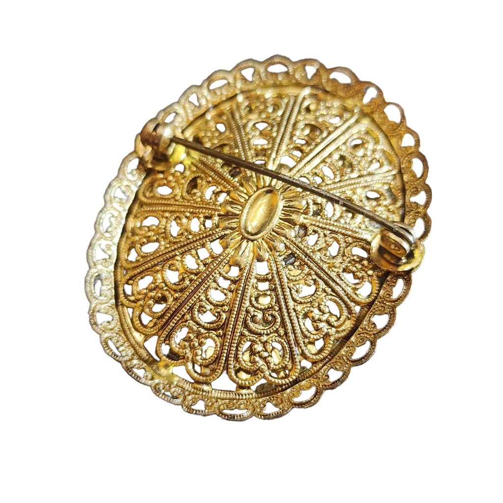 Vintage Signed W. Germany Sugared Floral Brooch (A1903)
