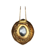 Antique Glass Cameo & Raised Relief Brass Fur Clip (A3583)