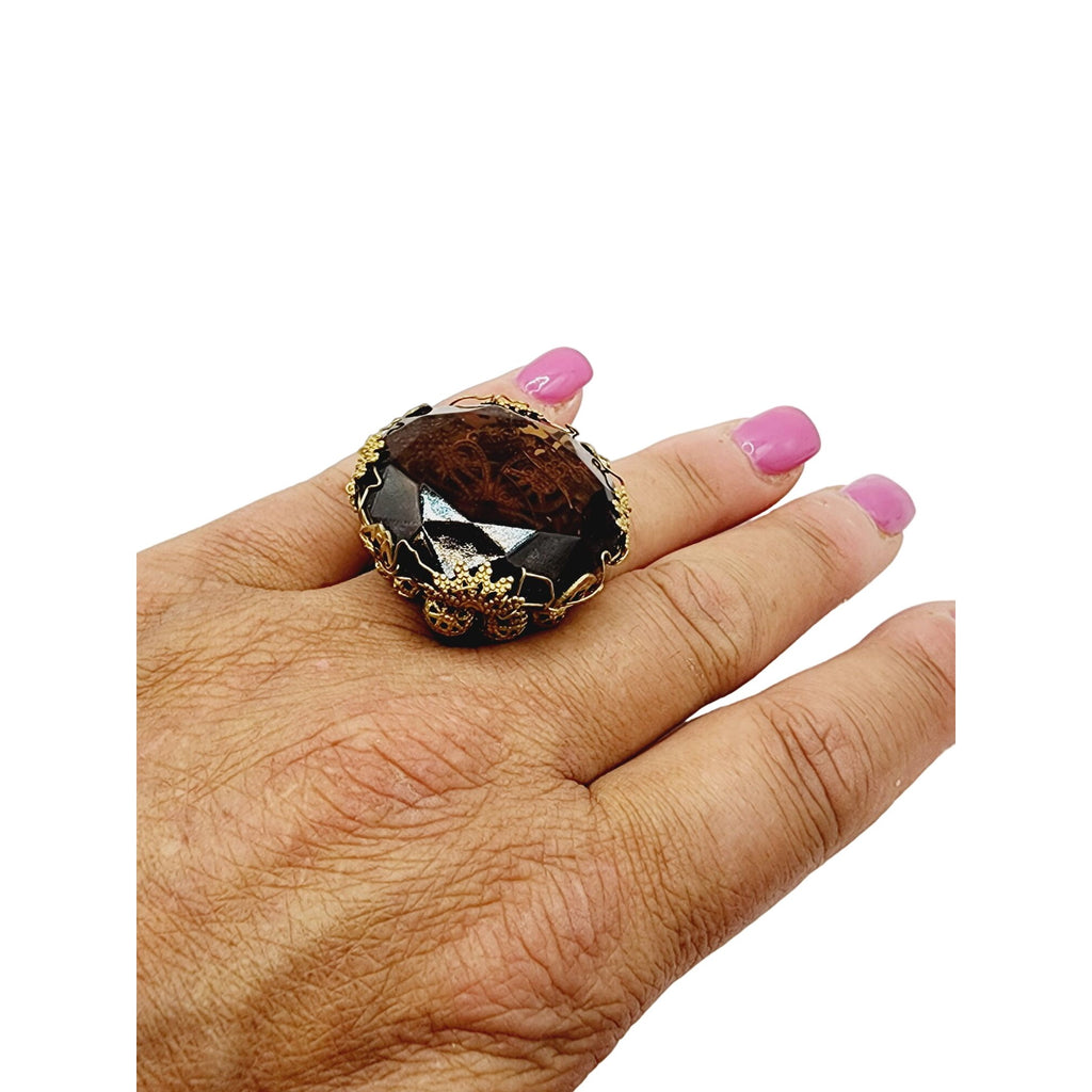 Vintage Signed Holman Huge Glass Ring (A527)
