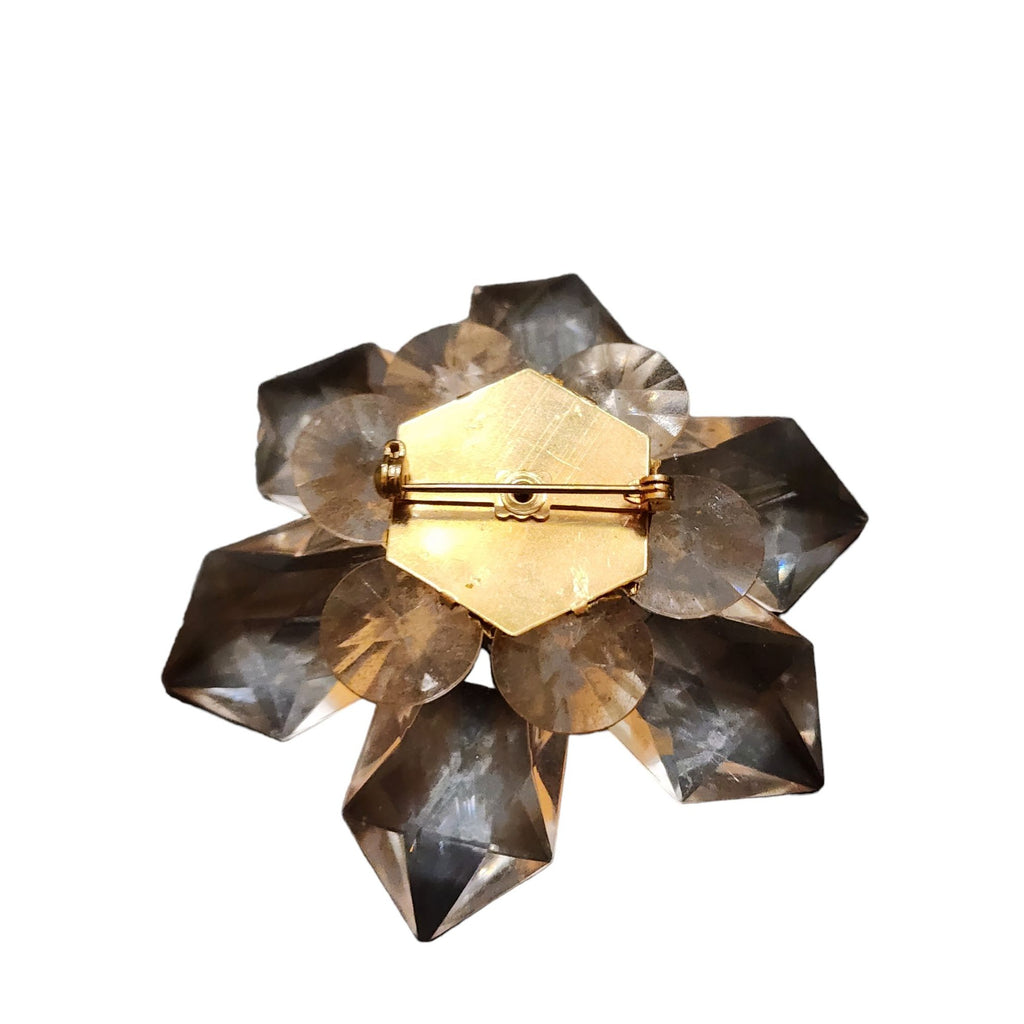 Fun Acrylic Large Flower With Rhinestone Center Brooch (A4612)