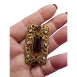 Vintage Possibly Czech Filigree & Faceted Glass Brooch (A2299)