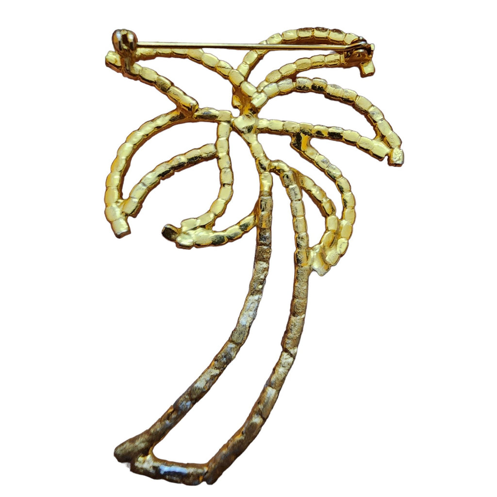 Vintage Rhinestone Palm Tree Brooch (A2079)