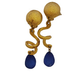 Vintage Rare Cecile & Jeanne Paris Matte Gold Acrylic Abstract Clip Earrings