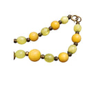Vintage Older Striated Acrylic & Brass Beaded Necklace (A1969)