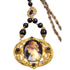 Antique Czech Painted Porcelain Portrait Necklace (A5727)