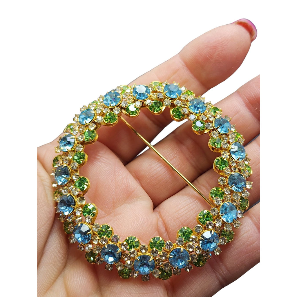 Vintage Stunning Rhinestone Wreath Brooch (A2271)