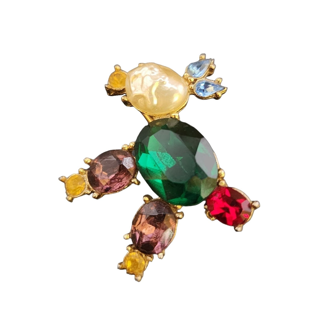Vintage Signed Rhinestone Dog Brooch Possibly Coro (A3961)