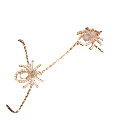 Vintage French Unsigned Rhinestone Freid Paris & Dangle Bracelet (A422)