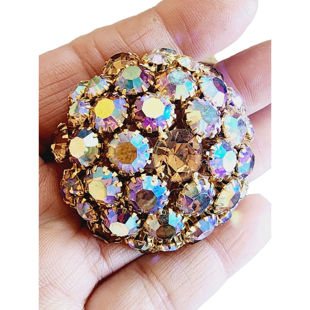 Vintage Signed Warner Ab Rhinestone Domed Brooch (A1948)