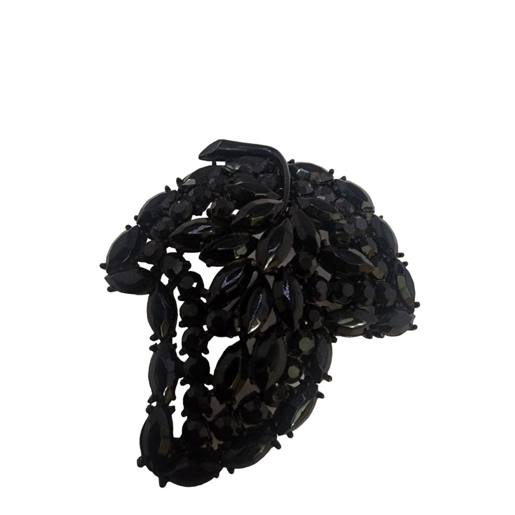 Vintage Signed Weiss Black Rhinestone Brooch (A4625)