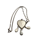 Vintage Mosaic Heart Dangle Pendant Necklace (A3754)