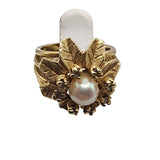 14K Gold Pearl Diamond Vintage Ring (A5044)