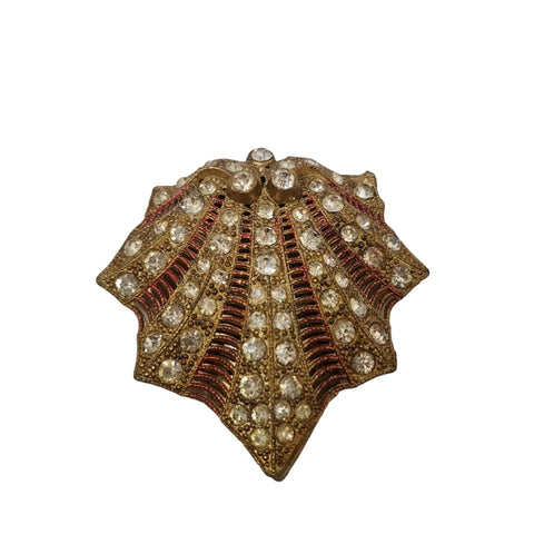 Antique Footed Gilt Bronze Jeweled Velvet Lined Trinket Box (A1717)