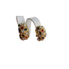 Vintage Rhinestone & Enamel 80s Huggie Style Clip Earrings (A4149)