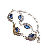 Vintage Art Deco Bezel Set Glass Filigree Necklace (A3722)