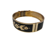 Vintage Hayward Gold Filled Enameled Black Bangle Bracelet (A3618)