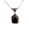 Vintage Sterling and Onyx Art Deco Pendant Necklace (A4041)