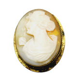 Vintage Brass and Shell Cameo Brooch (A1336)