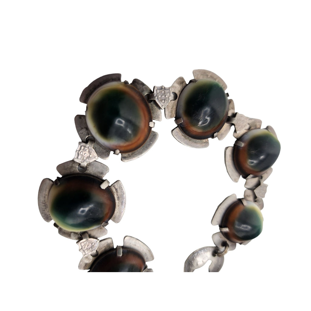 Vintage Unique Operculum Sterling Maltese Cross & Shield Bracelet (A3520)