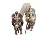 Vintage 80s Rhinestone Dangle Clip Earrings (A2341)