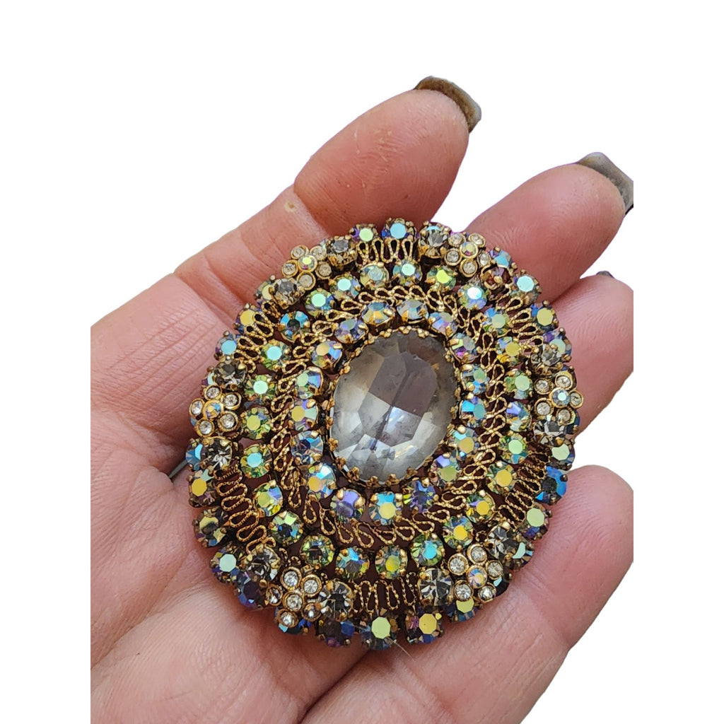 Vintage Rare Spectacular Dazzling Signed Austria Articulating Brooch (A1919)