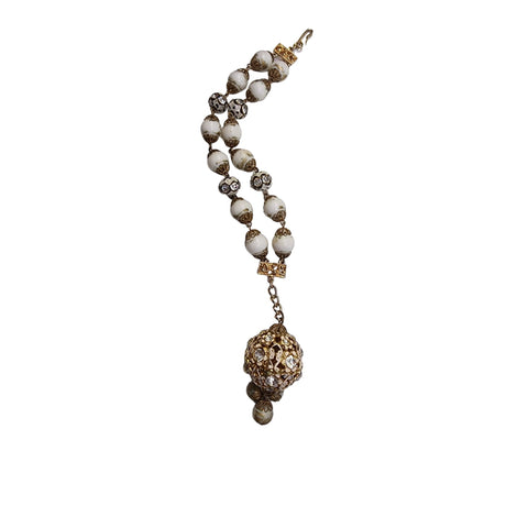 Vintage Neiger Style Czech Glass & Enamel Necklace (A4426)
