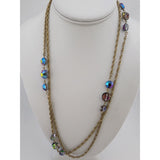 Vintage Ab Crystal & Chain Long Necklace (A3433)