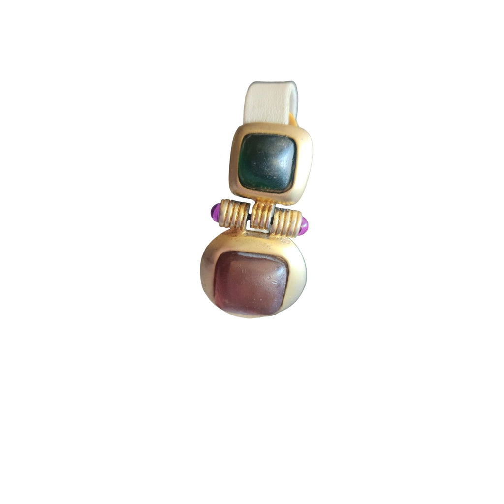 Vintage 80s Opaque Lucite & Matte Gold Clip Earrings (A4235)