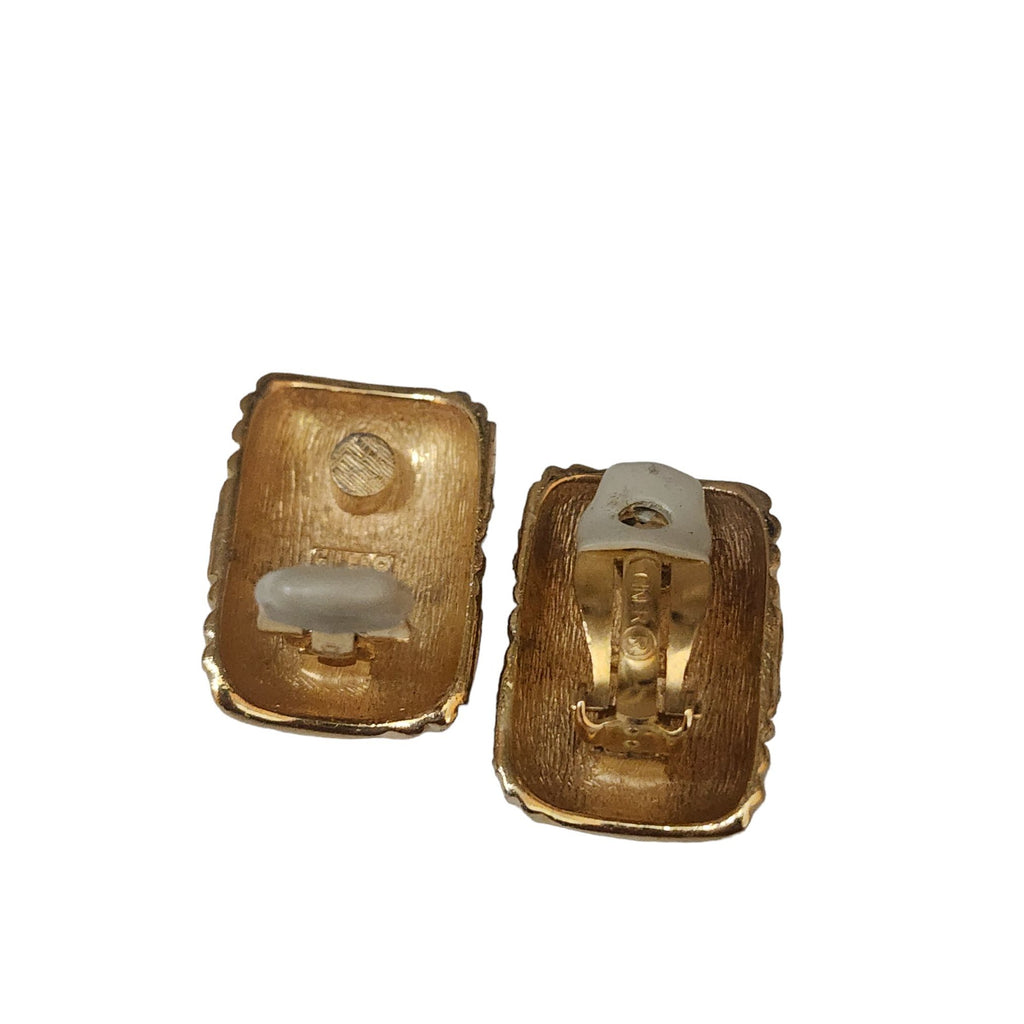Vintage Signed Heavy Rhinestone Encrusted Ciner Clip Earrings (A4301)