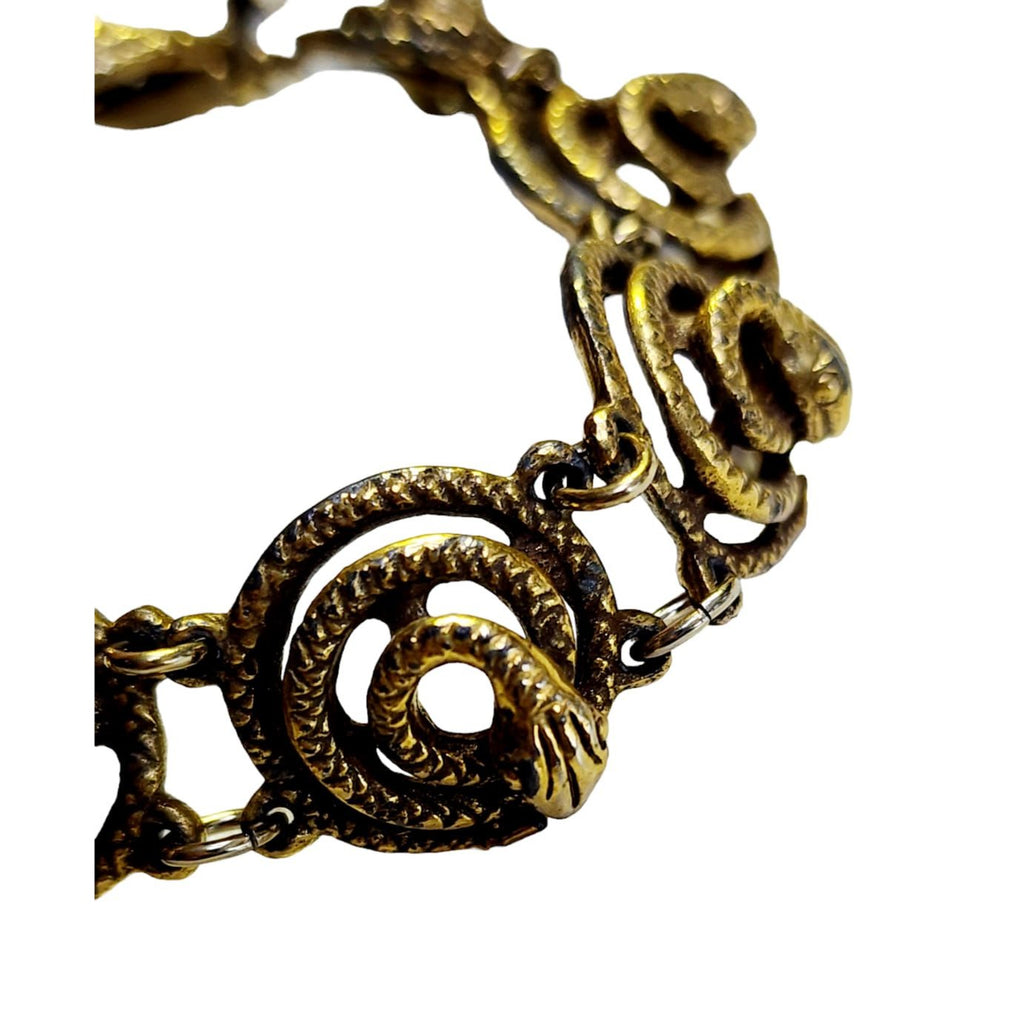 Vintage Burnished Gold Tone Coiled Snake Bracelet (A4190)