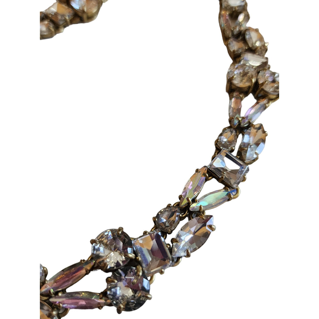Vintage J. Crew Gold Tone Necklace With Multi Color Crystals and Faux -  Ruby Lane