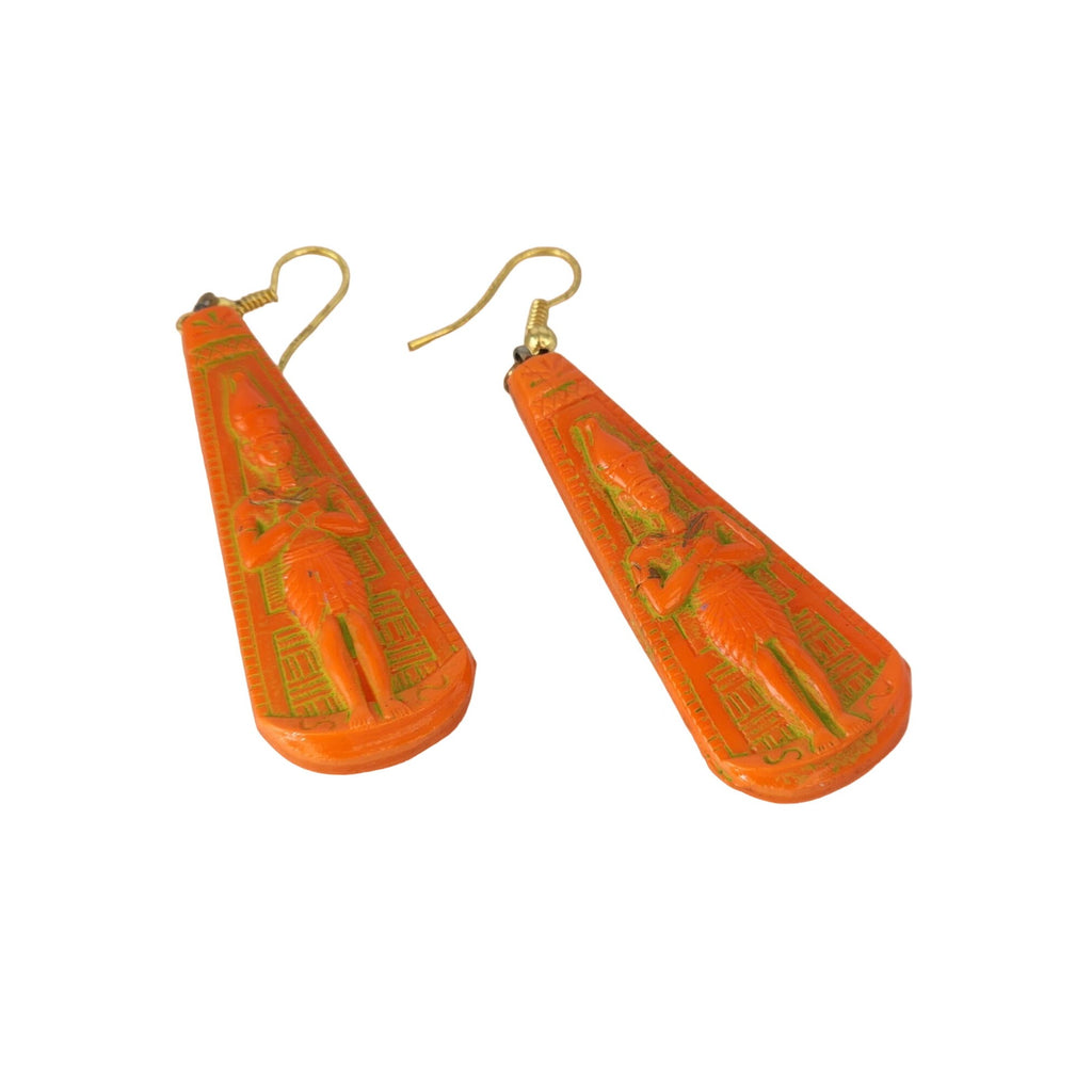 Vintage Neiger Style Czech Egyptian Molded Glass Earrings (A606)