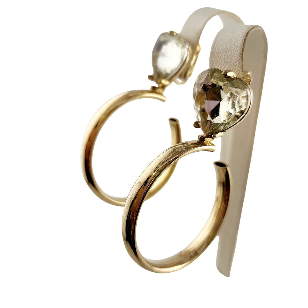 Vintage 80s Heart Hoop Clip On Earrings (A5716)