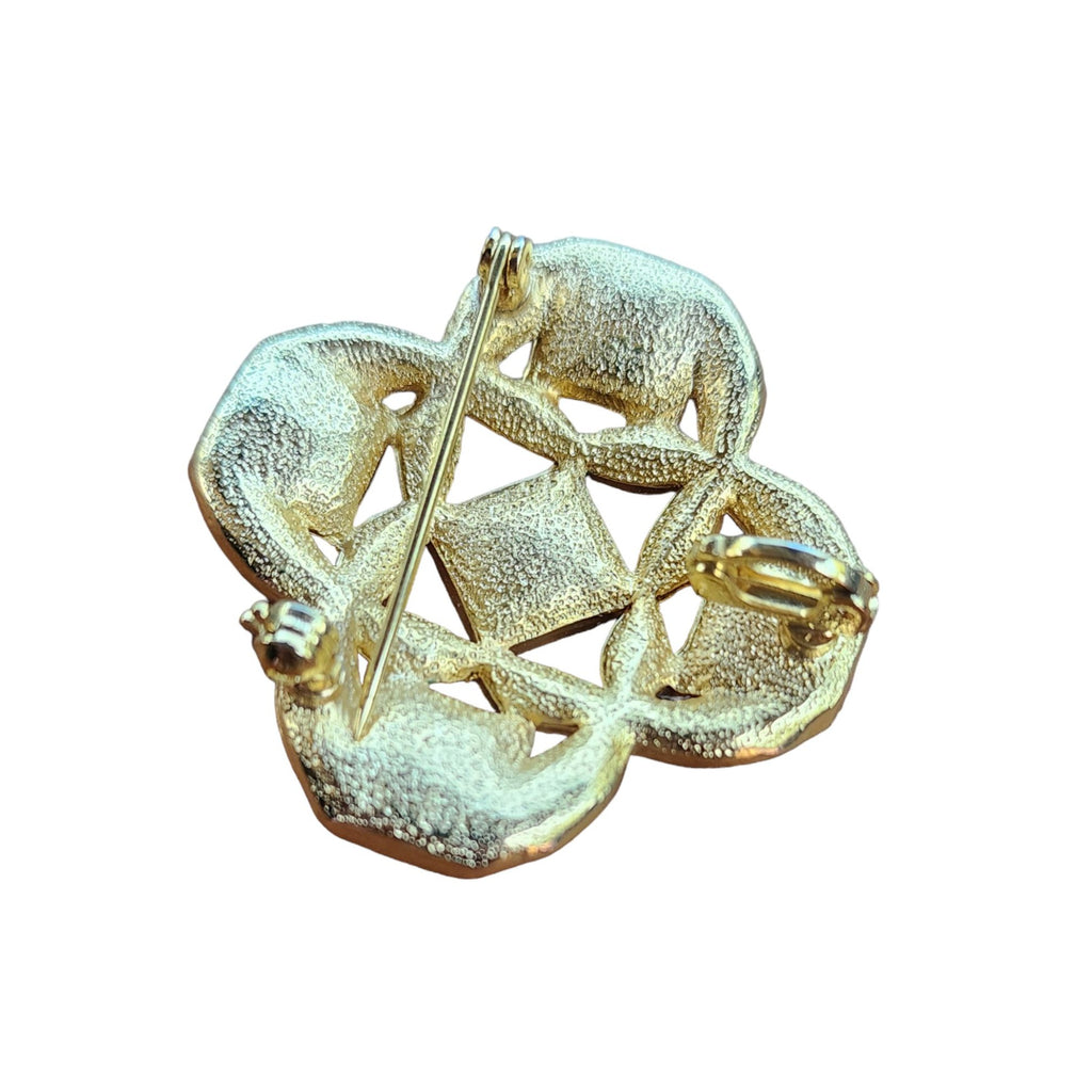 Vintage 80s Unsigned Glass Moghul Brooch Pendant (A4229)
