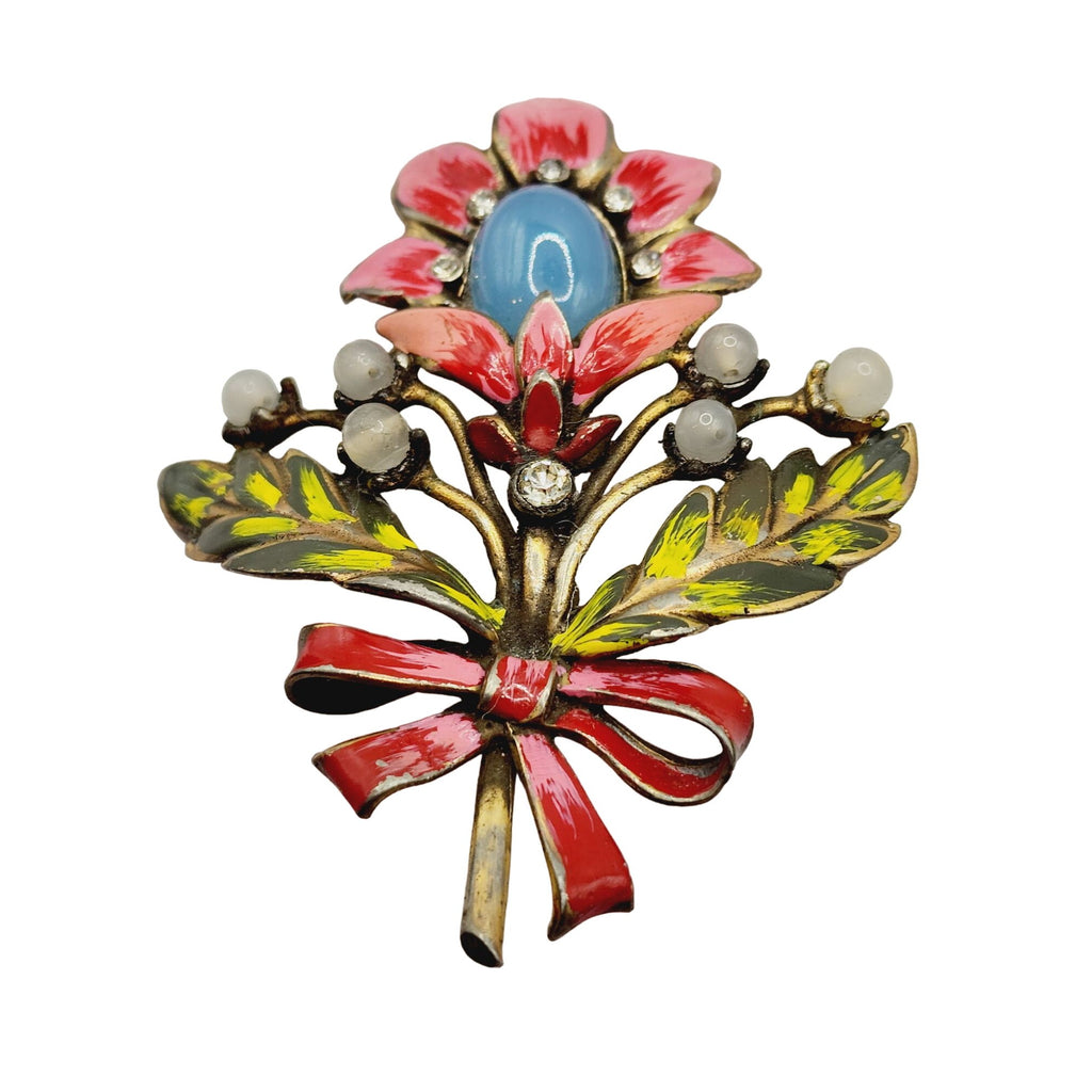 Vintage Signed Kaywin Novelty NY Rare Enamel Flower Brooch (A491)