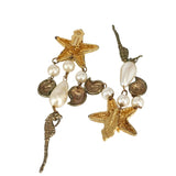 Vintage Signed Bill Blass Starfish & Sea Horse Clip Earrings (A599)