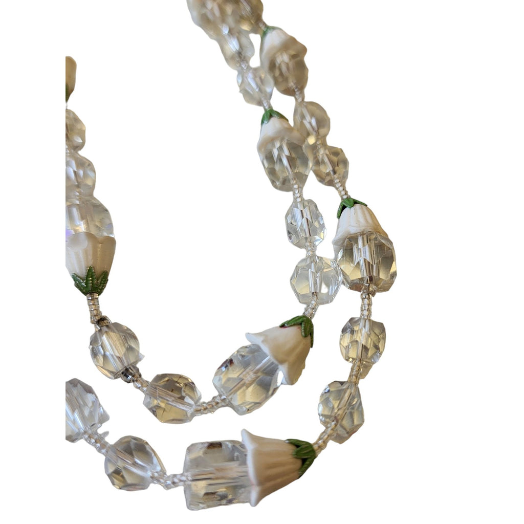 Vintage Double Strand Glass & Crystal Necklace Japan (A2228)