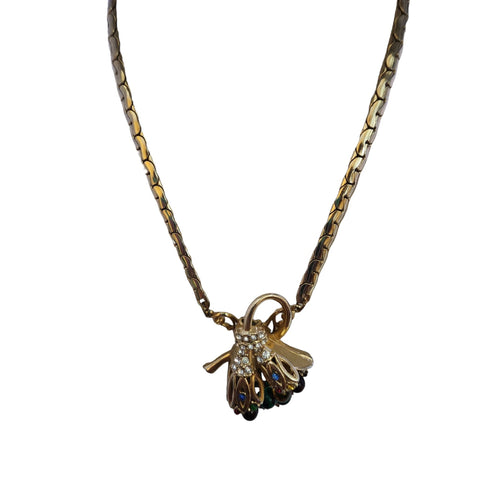 Vintage 1980s Artisan Designer peacoxk keshi pearl 925 coral huge necklace