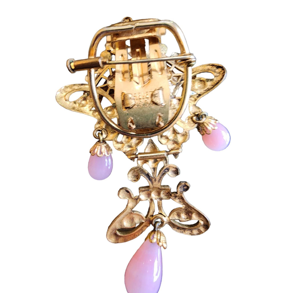 Vintage French Possible Louis Rousselet Glass Dangle Brooch (A1785)