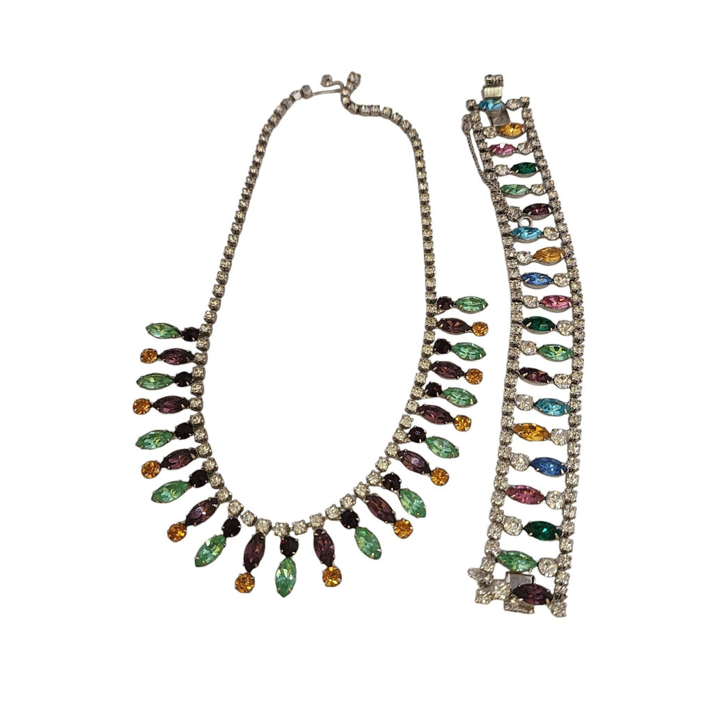 Beautiful Multi Color Well Made Rhinestone Necklace and Bracelet Set (A5765)