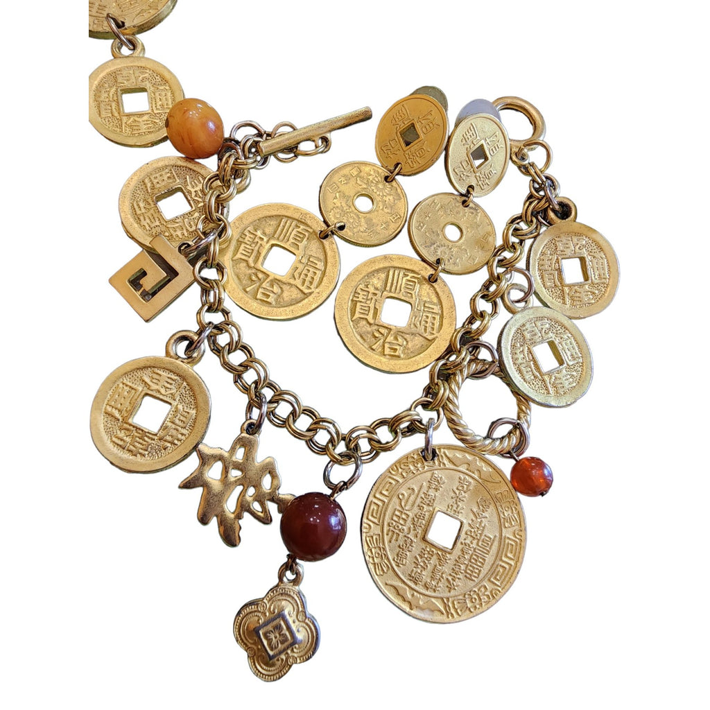 Vintage 80s Matte Gold Coin Parure (A1995)